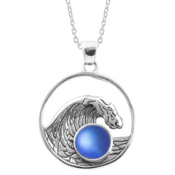 Swell Pendant Sterling Silver Crystal Jewelry Necklace - Picture 1 of 9